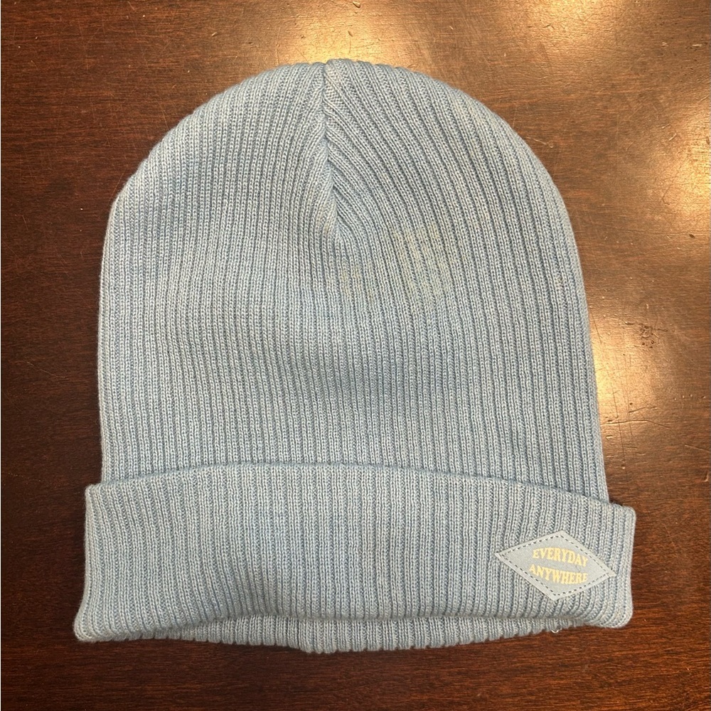 Zara Light Blue Ribbed Knit Beanie